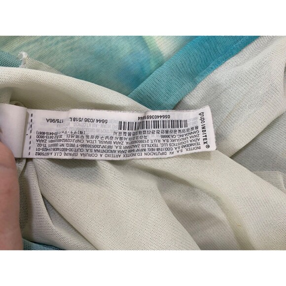 Womens Large Shirt Zara Basics Collection Blue White See Through Negative Print - Picture 10 of 11